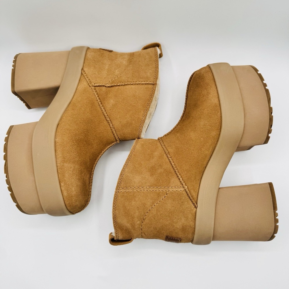 Ugg New Heights Boots Women's Size 9 Chestnut Brown Platform Bootie - Picture 8 of 15